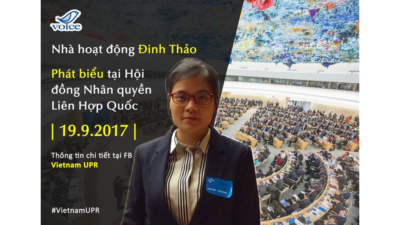Vietnamese activist delivers remarks before the UN Human Rights Council